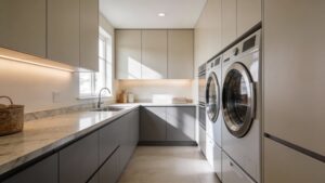 Modern Laundry Room Design: Clean Lines, Smart Storage & Timeless Style