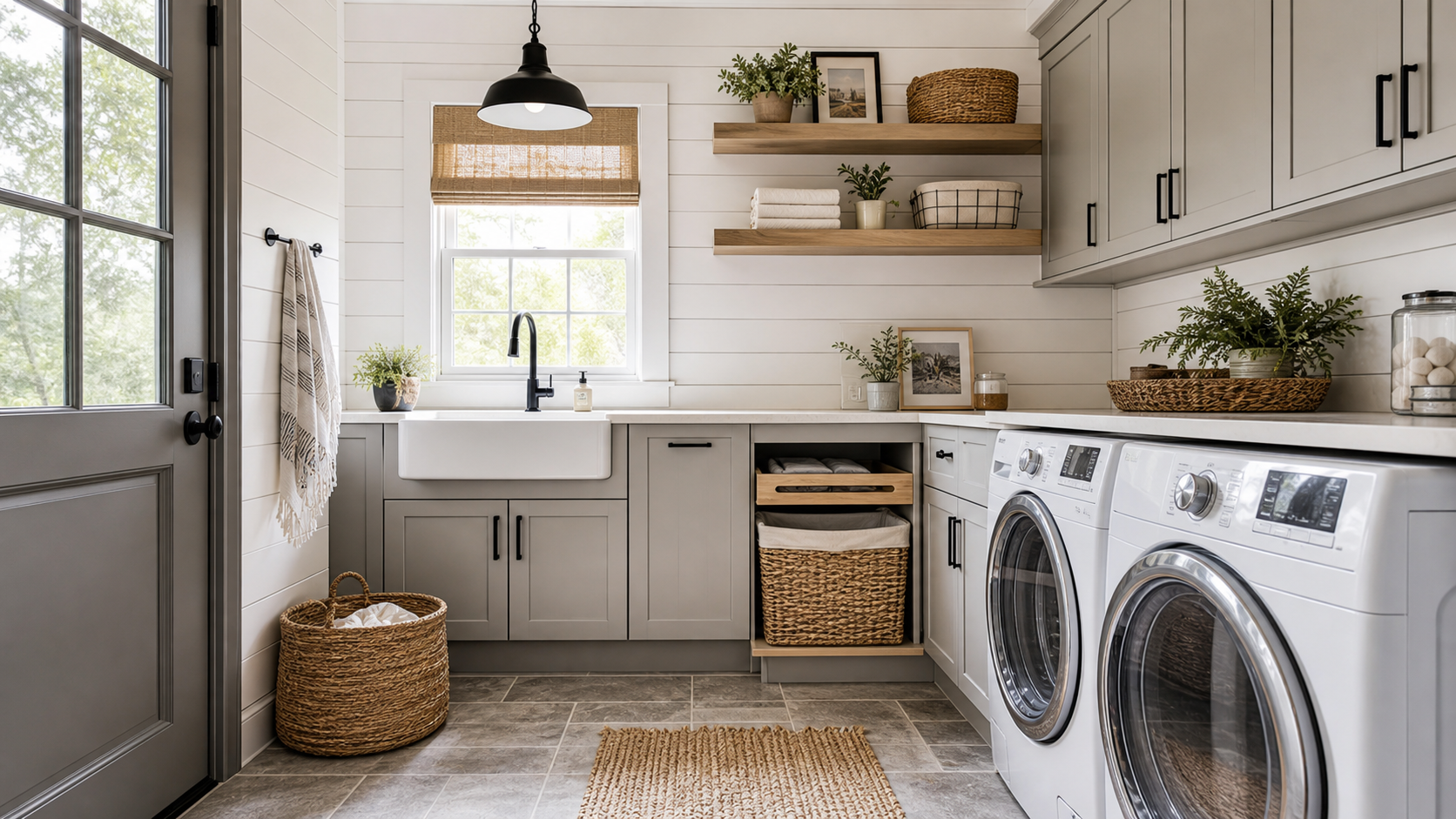 Modern Farmhouse Laundry Room Ideas for Every Home in a professionally designed laundry room