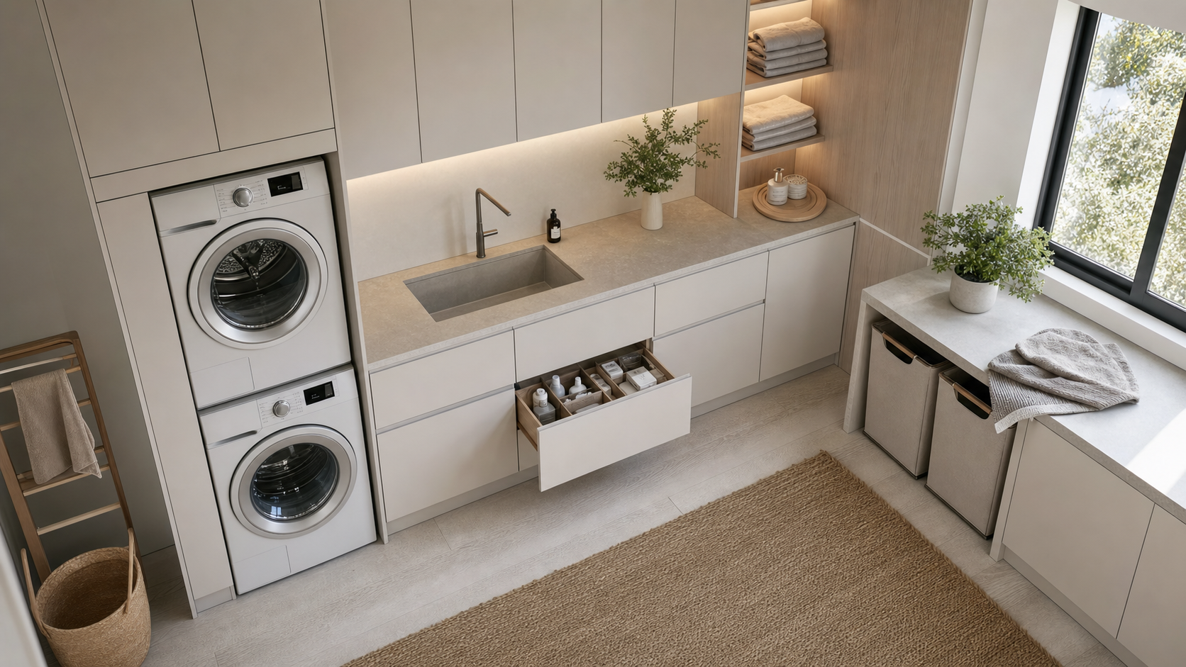 The Ultimate Guide to Designing a Minimalist Laundry Room in a professionally designed laundry room