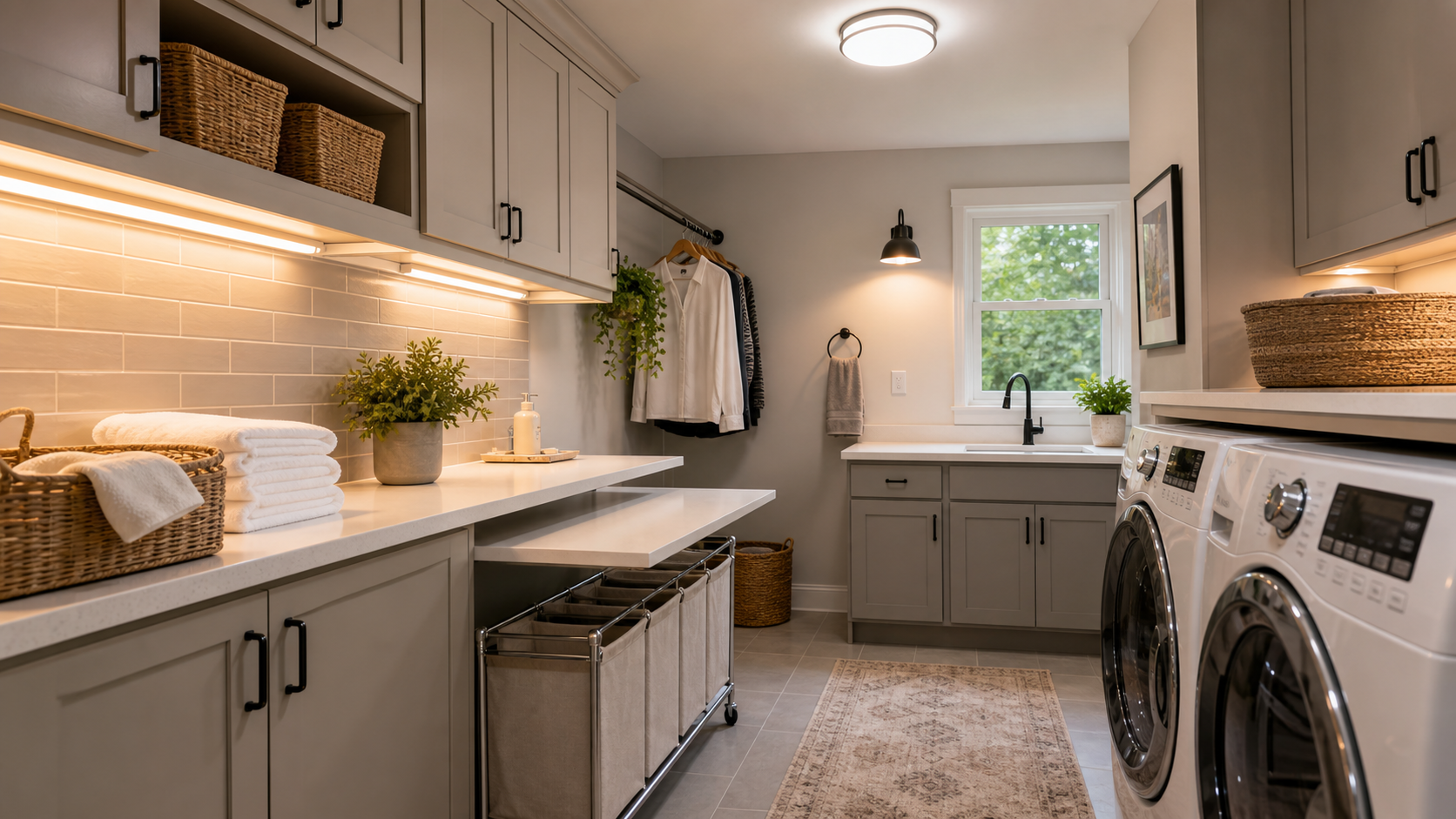 Best Laundry Room Lighting Ideas for a Brighter and More Functional Space in a professionally designed laundry room